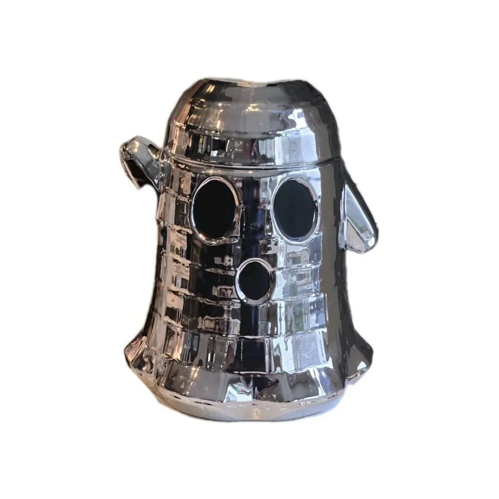 New Halloween Retro Disco Ball Silver Ghost Cookie Jar Decorative Figurine
